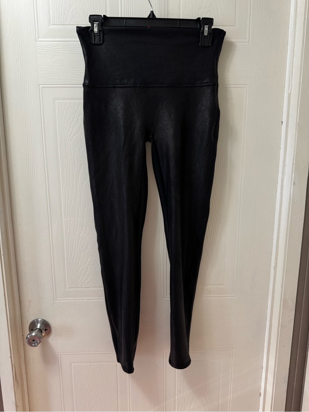 SPANX Black High-Waist Faux Leather Leggings